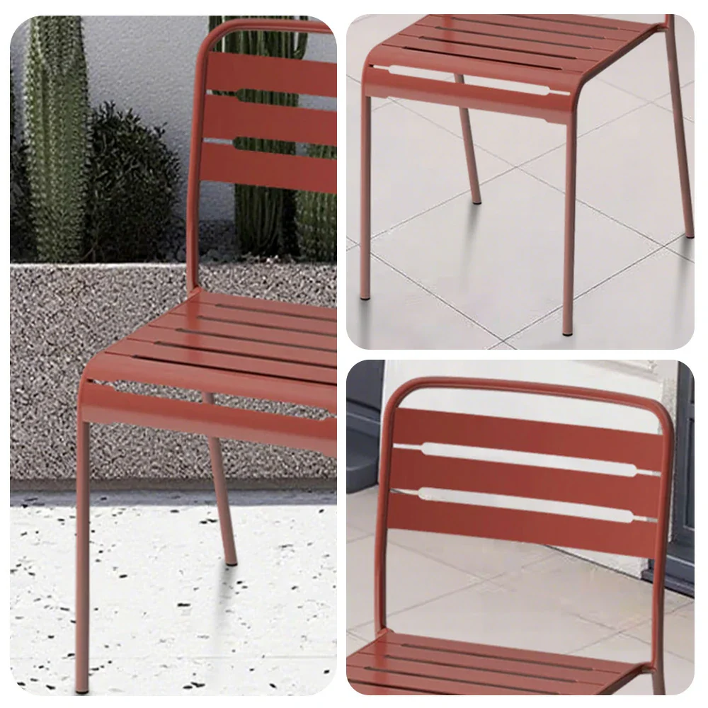 SOLARA Orange Iron Chair Durable Metal Construction for Indoor or Outdoor Use - Image 3