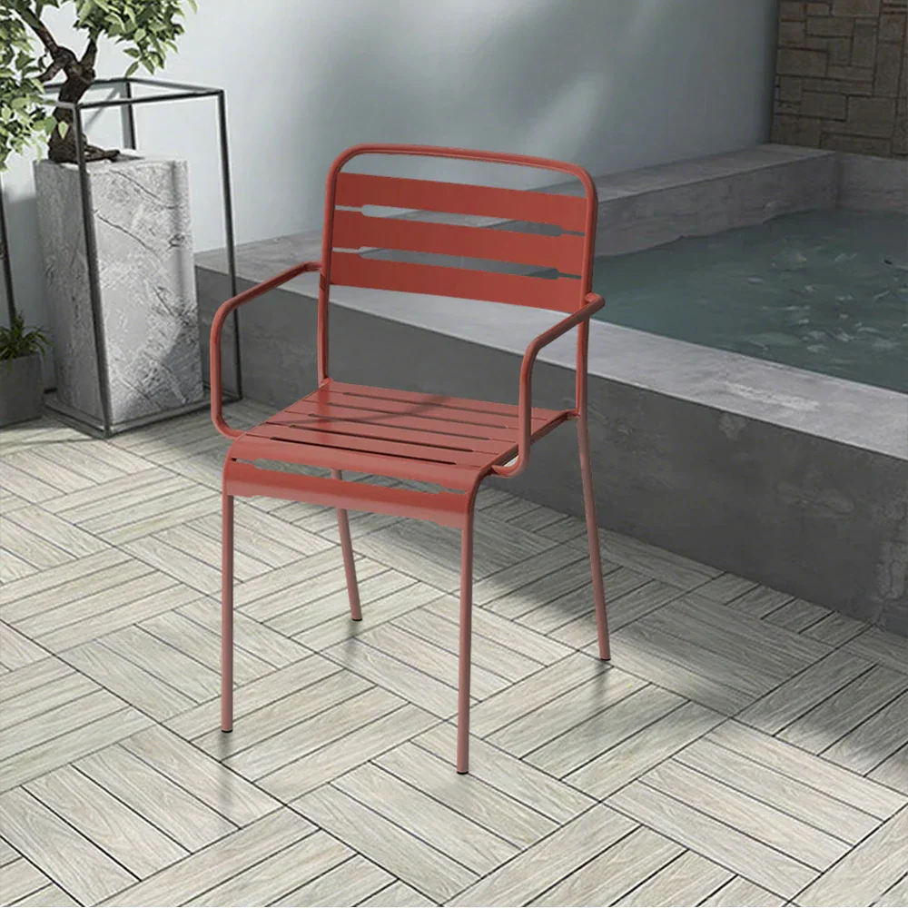 SOLARA Orange Iron Chair Durable Metal Construction for Indoor or Outdoor Use - Image 9