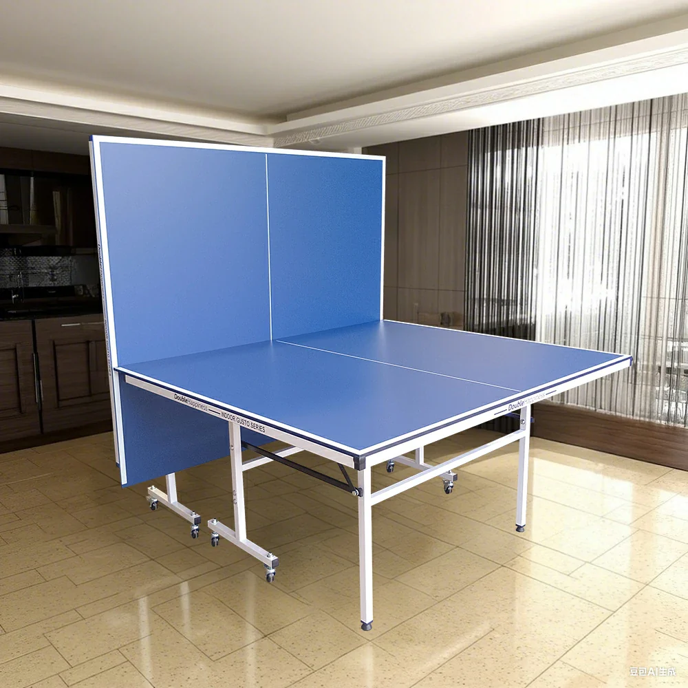 DOUBLE HAPPINESS Premium 13mm Indoor Black&Blue Foldable Solo Play Table Tennis Pingpong Table - Bats Balls Net - Image 4