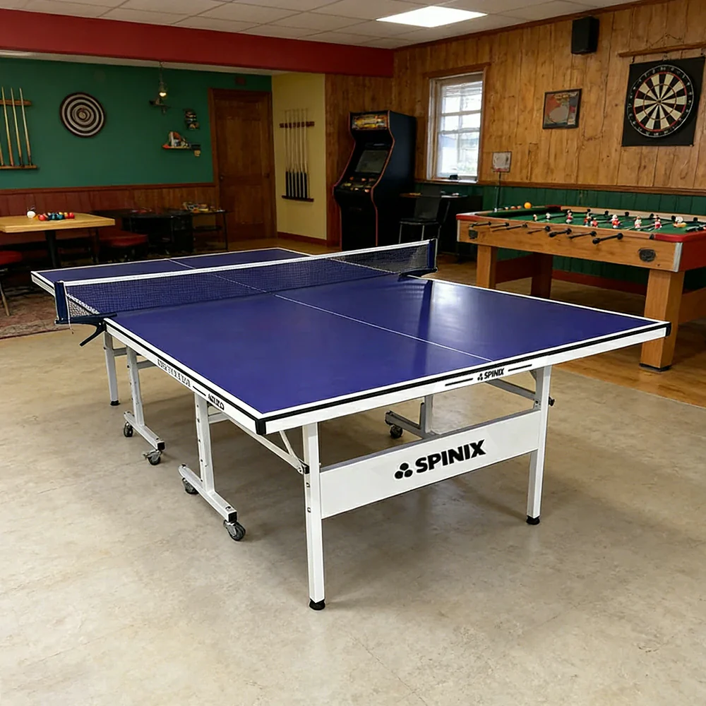 SPINIX 19mm Indoor Blue&Black Top Foldable Solo Play Table Tennis Pingpong Table-Bats Balls Net - Image 3