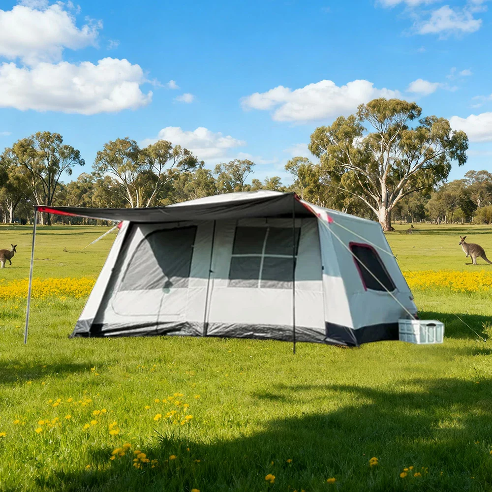 TREKKA Full-Blackout Flagship Camping Tent without Side Awnings - All-Around Sun Protection, Premium Shelter for Family Camping - Grey - Image 4