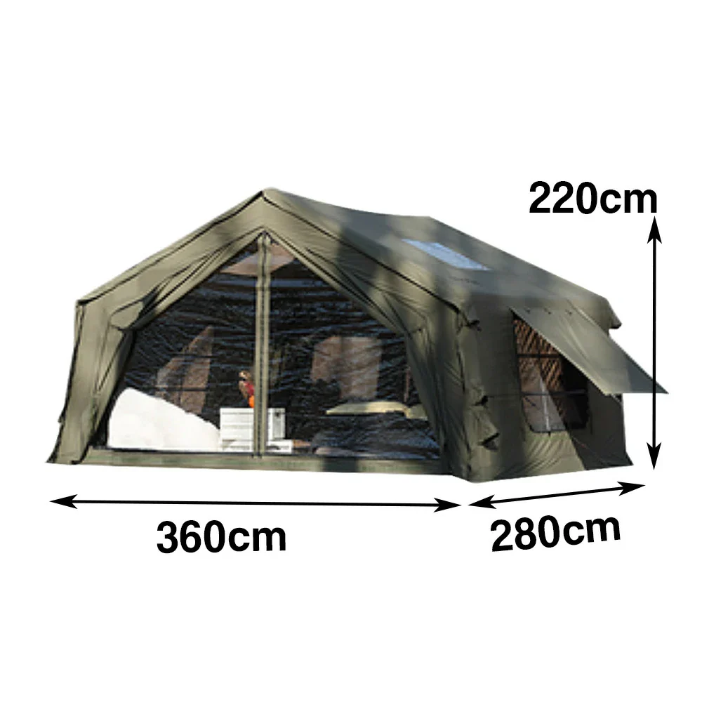 TREKKA 10 Square Meter Camping Tent - Durable Poly-Cotton Fabric, Panoramic TPU Windows, Spacious Interior, All-Season Outdoor Shelter - Army Green - Image 5