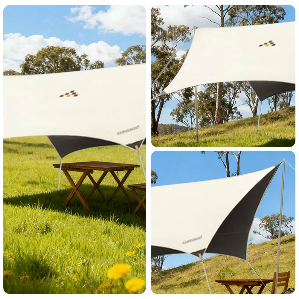 TREKKA 20 Square Meter Hexagonal Blackout Canopy - UPF50 Plus Sun Protection, 2.45m High Poles, Tear-Resistant 210D Oxford Shade Shelter - Beige - Image 3