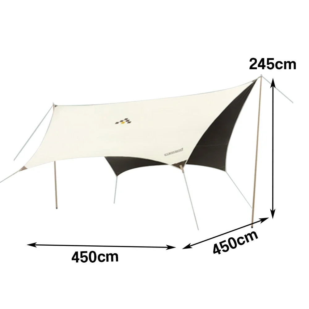 TREKKA 20 Square Meter Hexagonal Blackout Canopy - UPF50 Plus Sun Protection, 2.45m High Poles, Tear-Resistant 210D Oxford Shade Shelter - Beige - Image 5