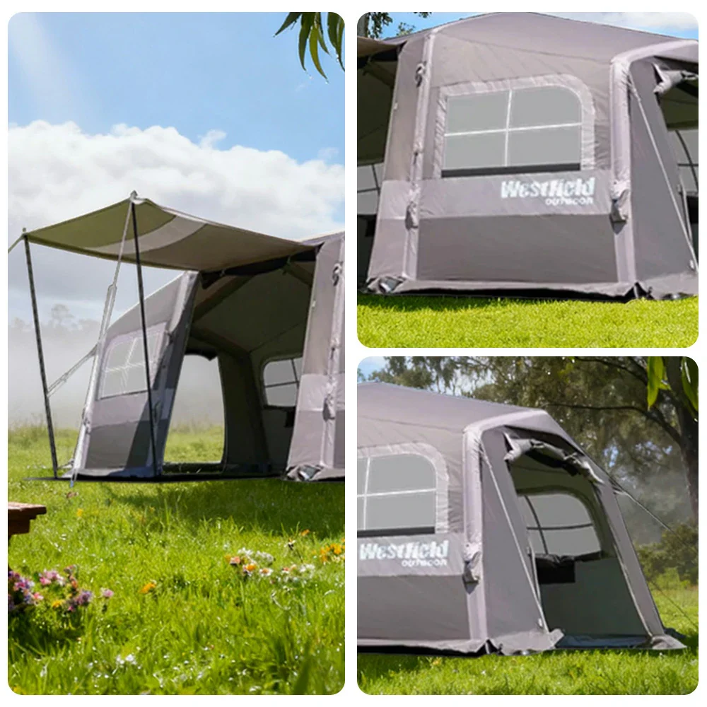 TREKKA Inflatable Tunnel Camping Tent with 21 Sq. m Extra-Large Space and Stove Jack - Fast Setup, Family & Winter Camping Shelter - Grey - Image 3