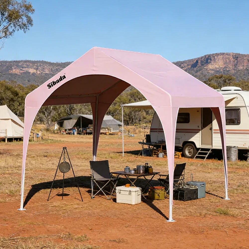 TREKKA Outdoor Arch Canopy Gazebo - 3x3m Canopy Only with Reinforced Steel Frame, Waterproof & UV-Resistant Fabric, Wind-Stable Structure - Pink - Image 2