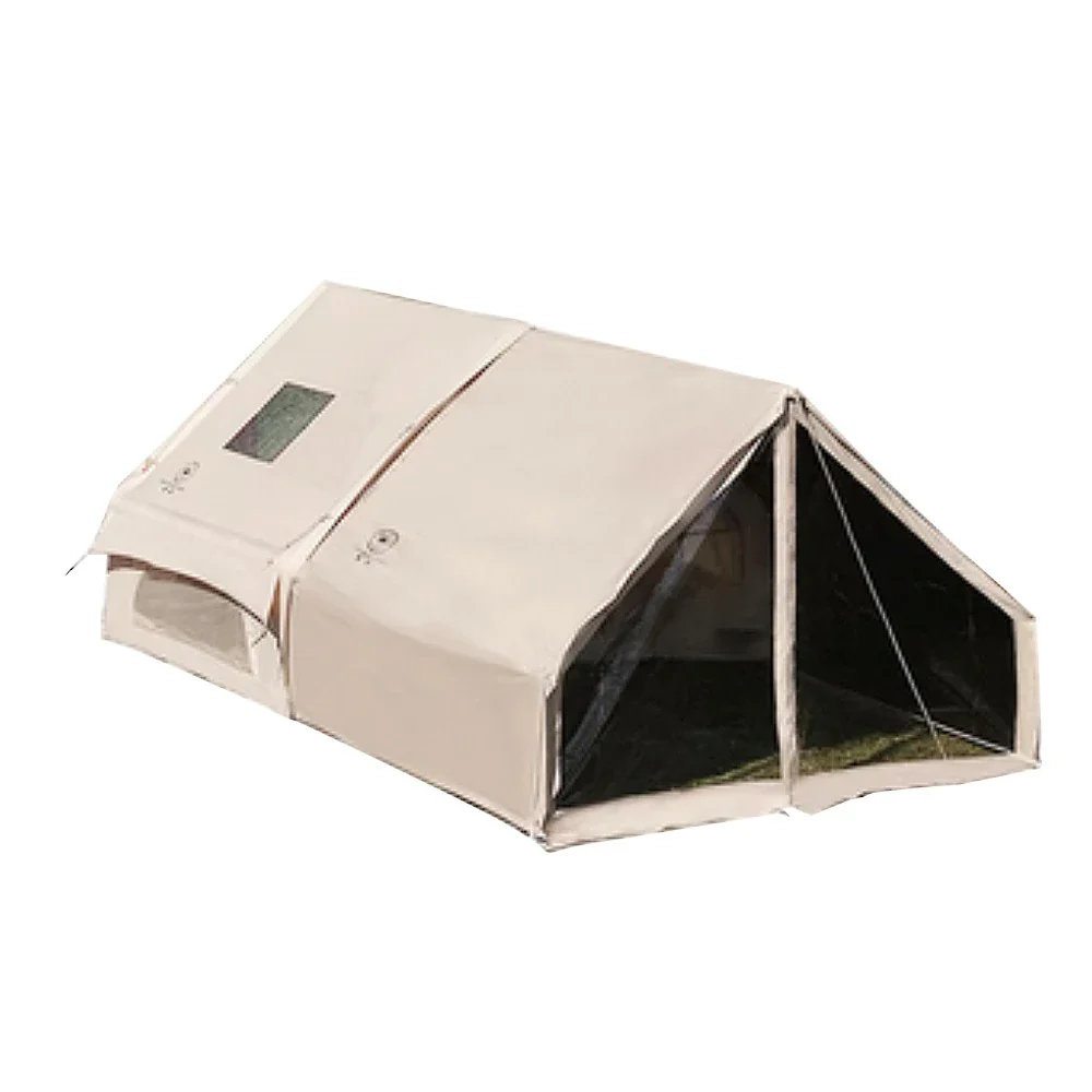 TREKKA Inflatable Camping Tent with Blackout Vestibule - UPF50+ Sun Protection, All-Season Shelter for 2–4 People - Beige