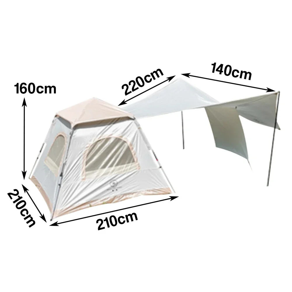 TREKKA Frame-Supported Auto-Open Camping Tent with Silver-Coated Canopy - Quick Setup, UPF50+ Sun Protection, Compact Outdoor Shelter - Light Khaki - Image 5