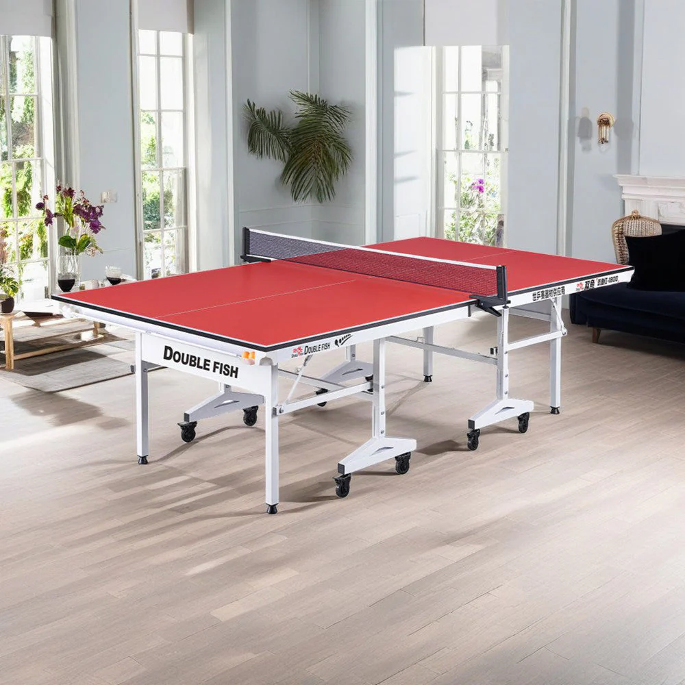 DOUBLE FISH 25MM White&Red Foldable Solo Play Indoor Table Tennis/Ping Pong Table - Bats Ball Net ITTF Approve - Image 3