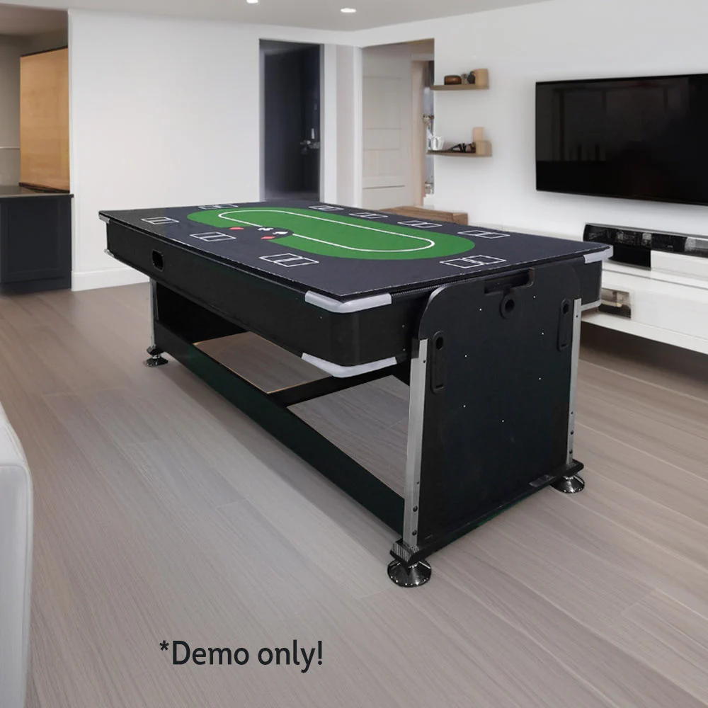 VERSA 4-IN-1 7FT Convertible Table Air Hockey, Pool Billiards, Dining, and Table Tennis for Billiard Game Rooms with Free Accessories - Green Felt - Image 6