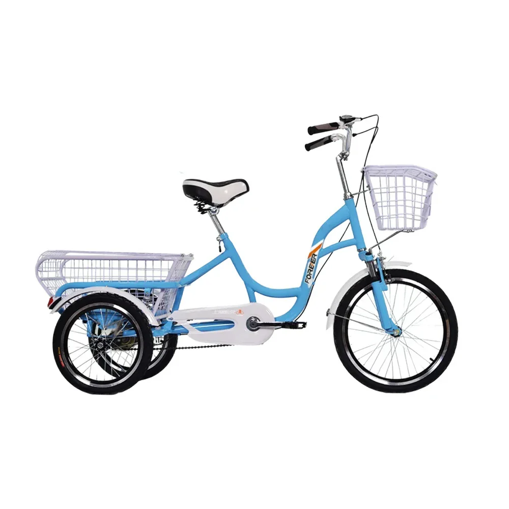 VOLTUS Adult Three Wheel Bicycle Variable Speed Upgraded Seat Comfort Tire Reinforcement-Red/Blue/Silvery