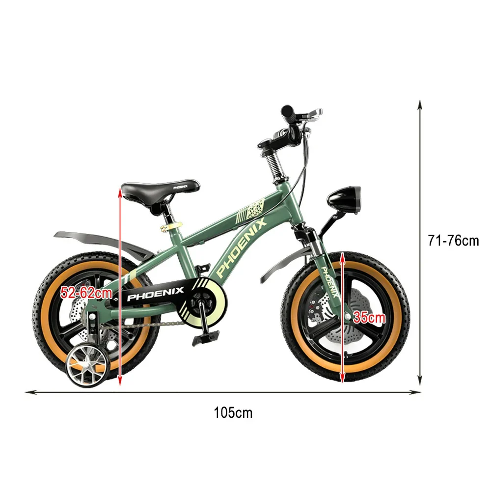VOLTUS 14/18/22 Inch Children's Bicycle Foot Support & Training Wheels Upgraded Magnesium Alloy Integrated Wheel - Green - Image 12