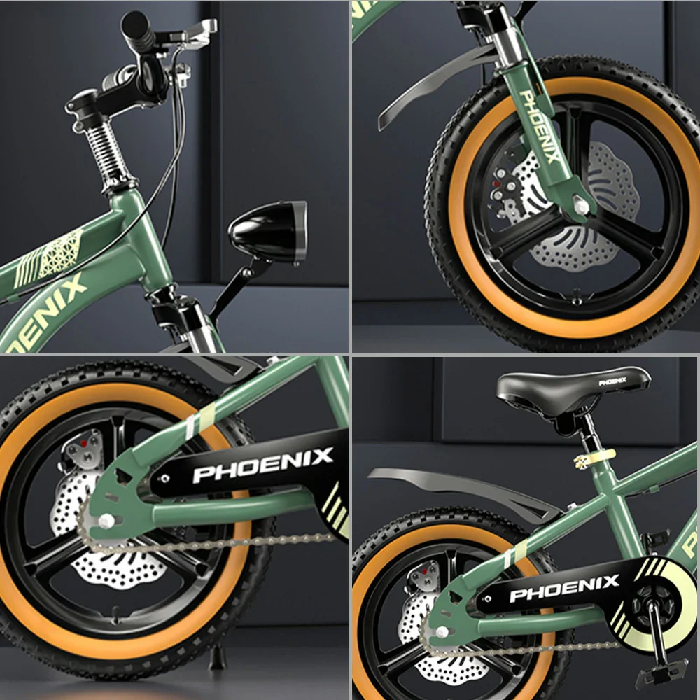 VOLTUS 14/18/22 Inch Children's Bicycle Foot Support & Training Wheels Upgraded Magnesium Alloy Integrated Wheel - Green - Image 3