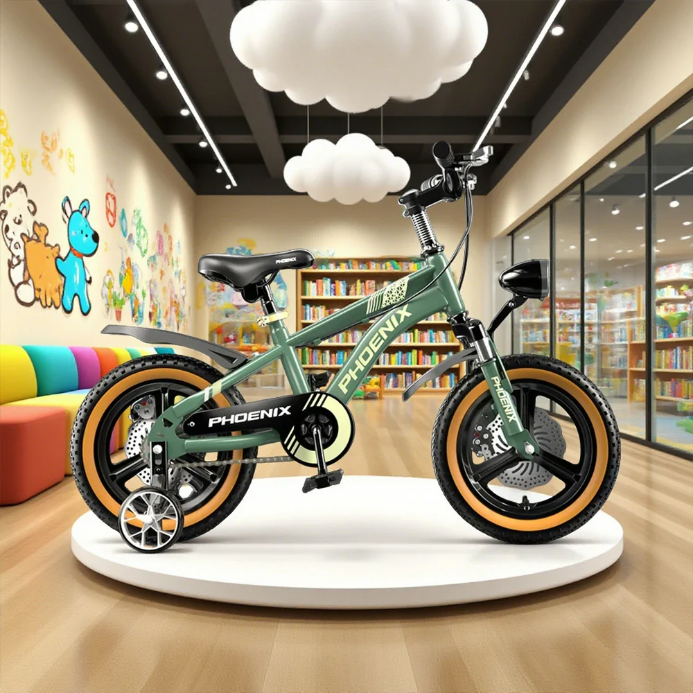VOLTUS 14/18/22 Inch Children's Bicycle Foot Support & Training Wheels Upgraded Magnesium Alloy Integrated Wheel - Green - Image 9