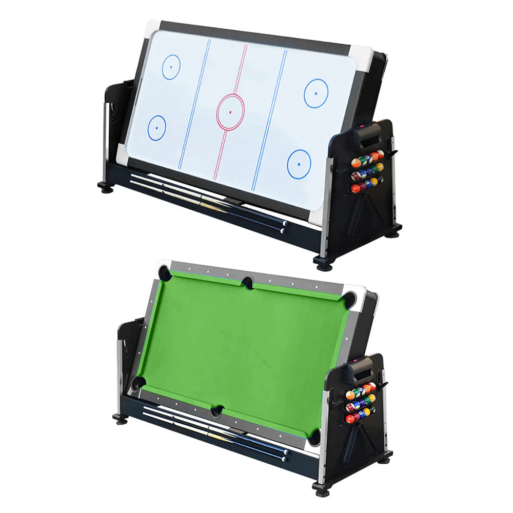 VERSA 4-IN-1 7FT Convertible Table Air Hockey, Pool Billiards, Dining, and Table Tennis for Billiard Game Rooms with Free Accessories - Green Felt - Image 13