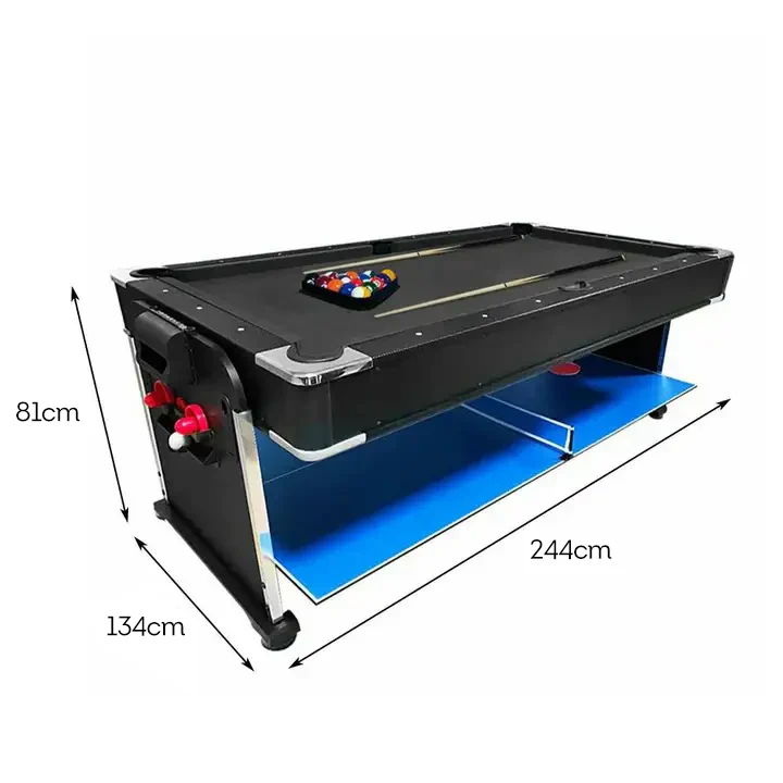 VERSA 4-IN-1 8FT Convertible Table Air Hockey, Pool Billiards, Dining, and Table Tennis for Billiard Game Rooms with Free Accessories - Black Felt - Image 14