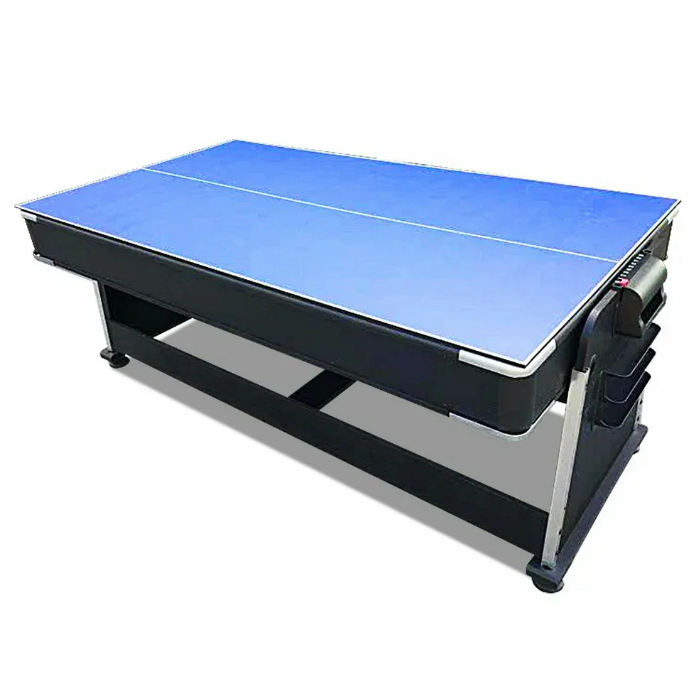 VERSA 4-IN-1 6FT Convertible Game Table - Air Hockey, Pool, Table Tennis & Dining, Space-Saving Black Frame, Free Accessories - Blue Felt - Image 9