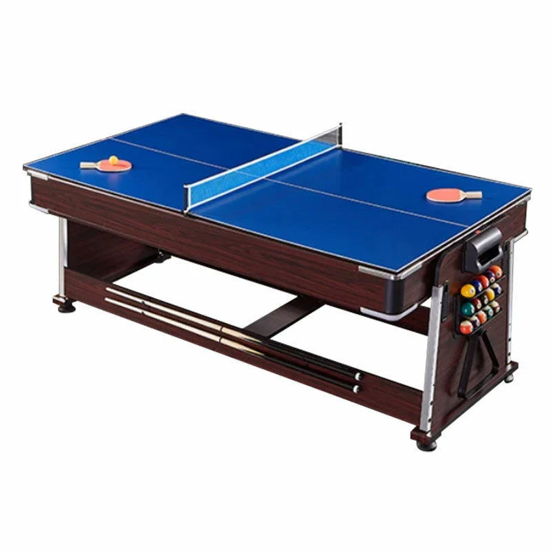 VERSA 4-IN-1 6FT Convertible Game Table - Air Hockey, Pool, Table Tennis & Dining, Space-Saving Brown Frame, Free Accessories - Black Felt - Image 9