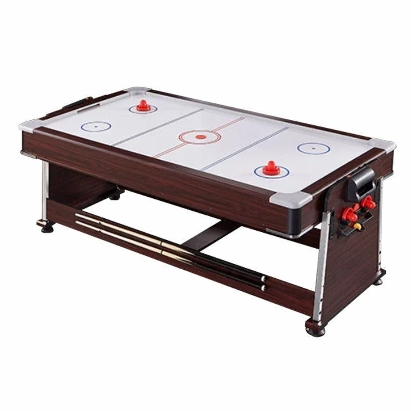 VERSA 4-IN-1 6FT Convertible Game Table - Air Hockey, Pool, Table Tennis & Dining, Space-Saving Brown Frame, Free Accessories - Blue Felt - Image 12