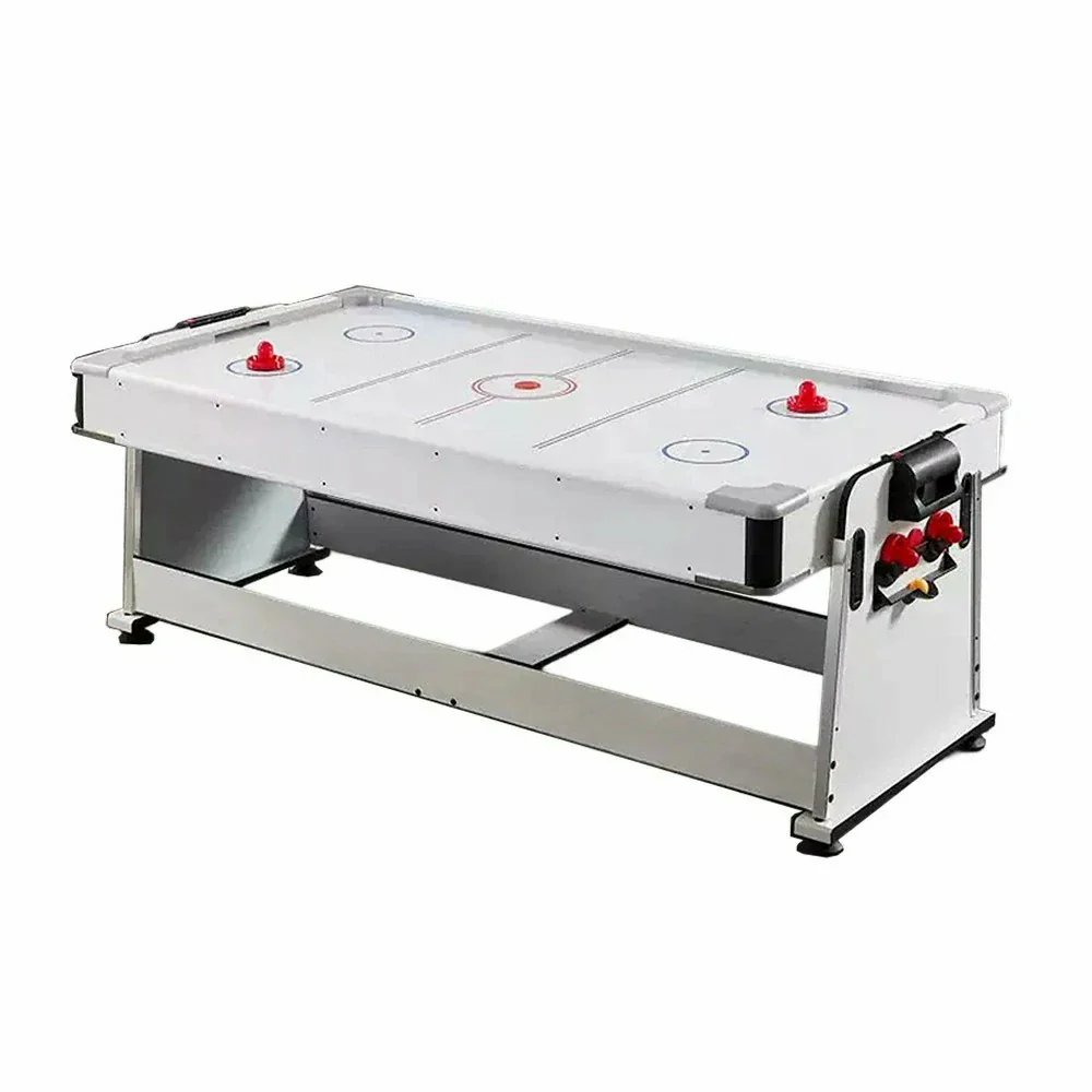 VERSA NEW 2026 UPGRADE MODEL 4-IN-1 6FT Convertible Game Table – Air Hockey, Pool, Table Tennis & Dining, Space-Saving White Frame, Free Accessories - Red Felt - Image 12