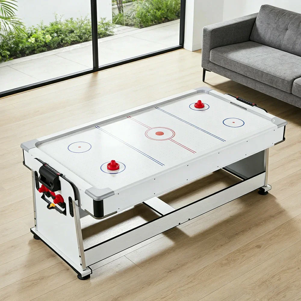 VERSA NEW 2026 UPGRADE MODEL 4-IN-1 6FT Convertible Game Table – Air Hockey, Pool, Table Tennis & Dining, Space-Saving White Frame, Free Accessories - Red Felt - Image 13