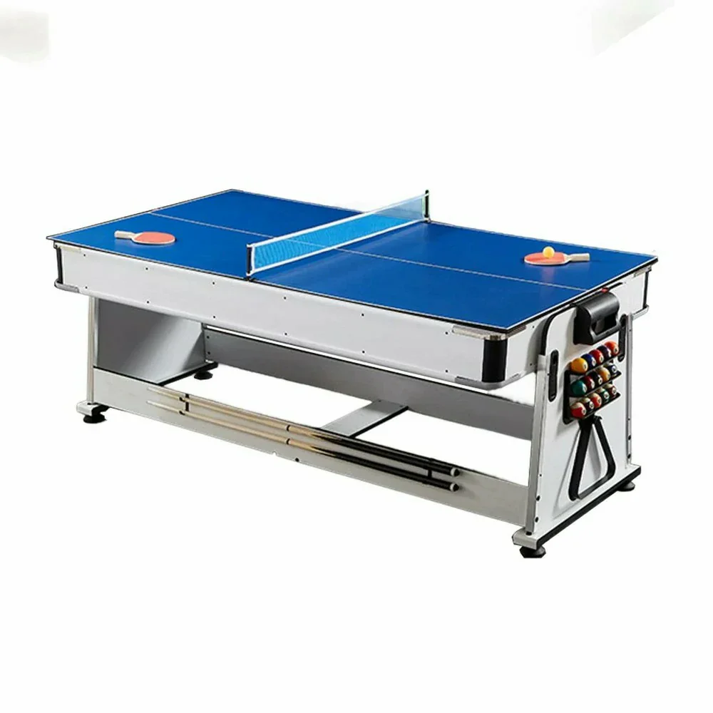VERSA NEW 2026 UPGRADE MODEL 4-IN-1 6FT Convertible Game Table – Air Hockey, Pool, Table Tennis & Dining, Space-Saving White Frame, Free Accessories - Red Felt - Image 9