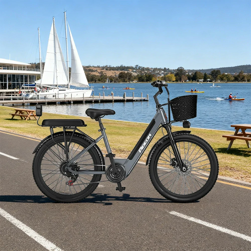 VOLTUS Folding Electric Bike 400W Motor Carbon Alloy Frame Shimano 7-Speed 24-Inch Spoked Wheels with Energy Recovery System - Grey - Image 4