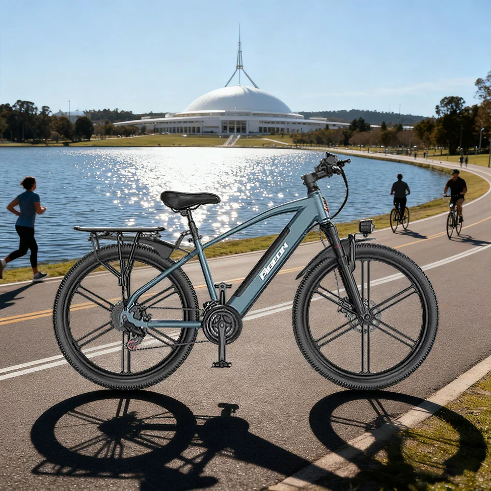 VOLTUS Electric Bike Carbon Alloy Frame Shimano 7-Speed 26-Inch Magnesium Alloy Integrated Wheels with Dual Suspension and Removable Lithium Battery - Blue - Image 2