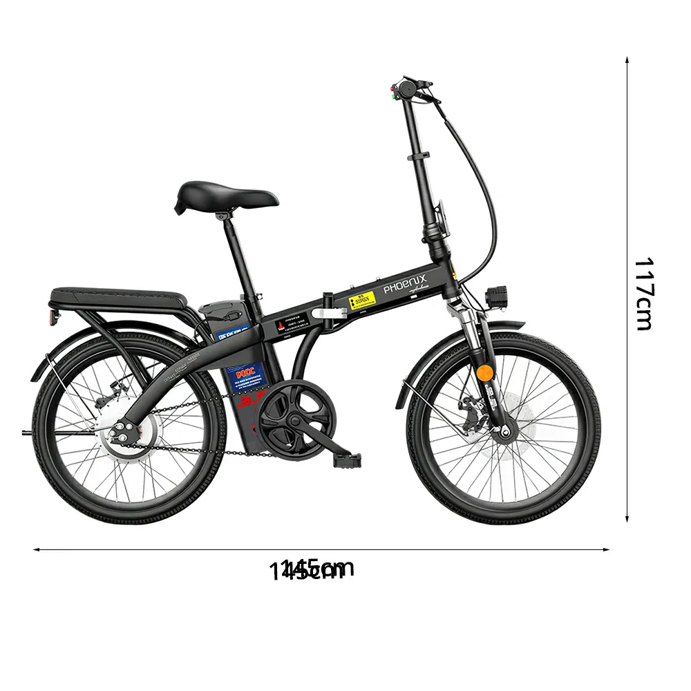 VOLTUS Folding Electric Bike, 48V Battery, Brushless Motor, Dual Disc Brakes, High Carbon Steel Frame, LCD Display, Spoked Wheels - Black - Image 5