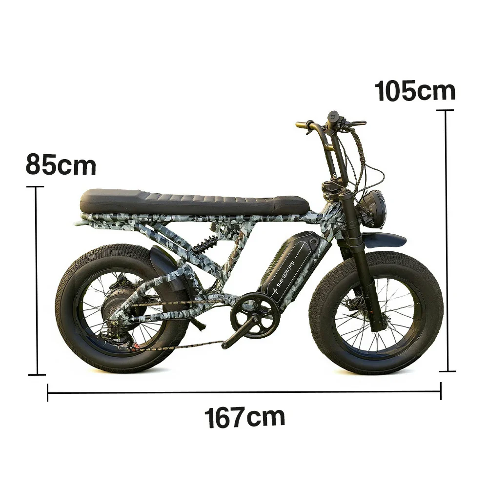 VOLTUS Z01 Electric Bike 48V13Ah 500W All-Terrain Fat Tyre E-Bike Camouflage Frame - Black - Image 5