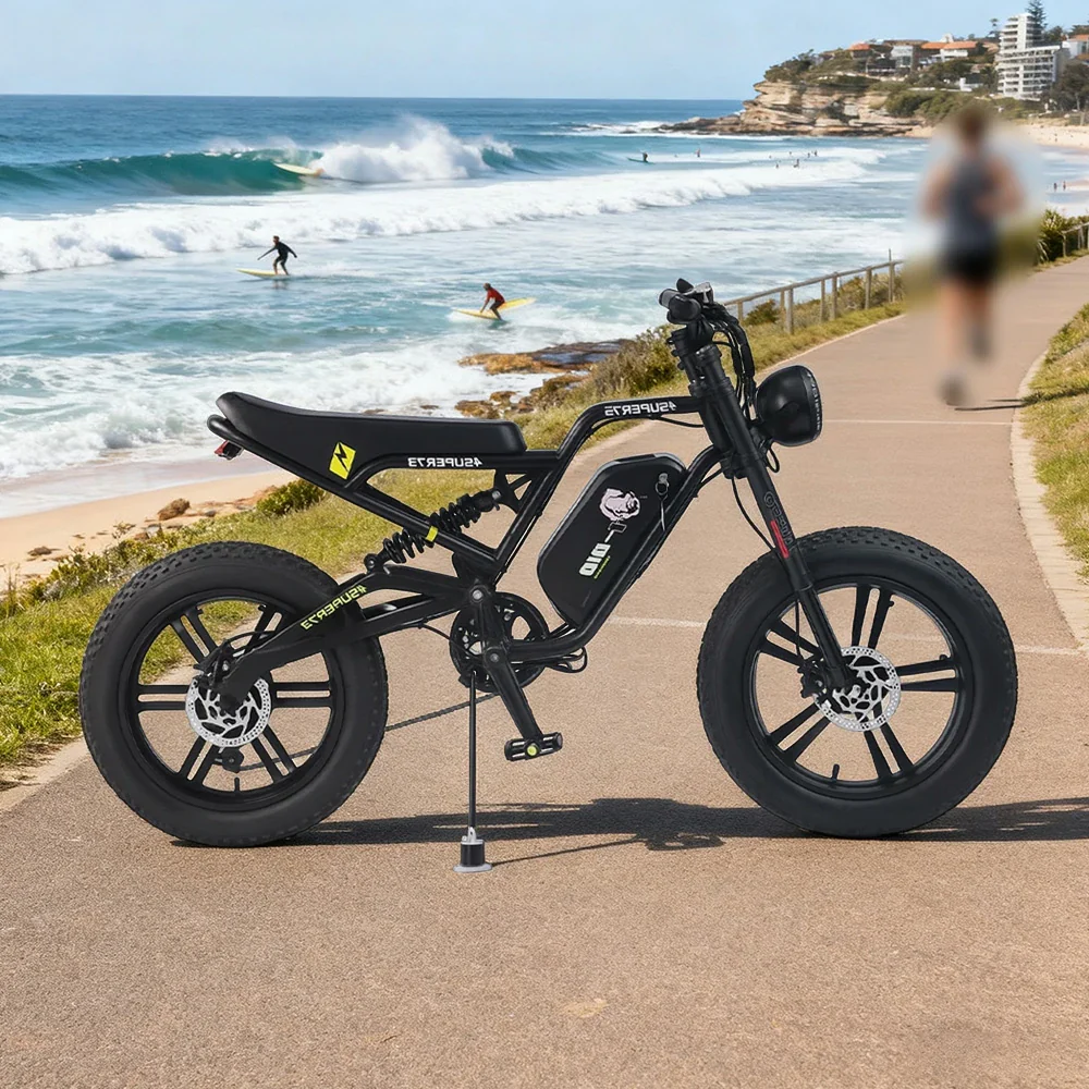 VOLTUS Z05 Electric Bike 48V13Ah 500W Fat Tyre Retro-Style E-Bike Enhanced Suspension & Steel Frame - Black - Image 2